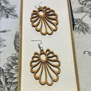 Wooden Fan-Shaped Earrings
